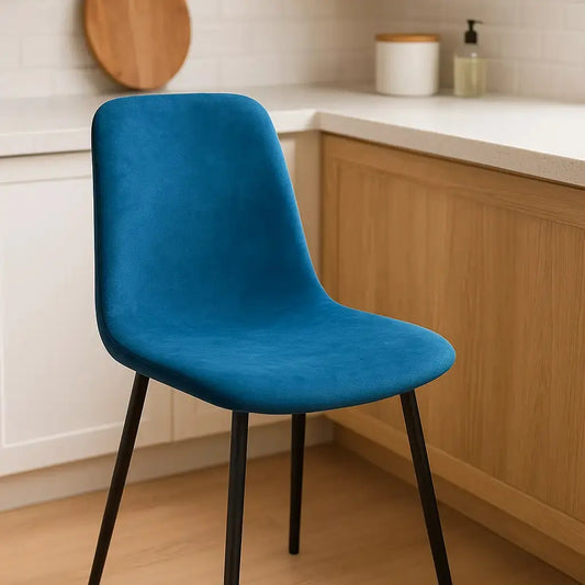 Housse de tabouret de bar avec dossier bleu 2