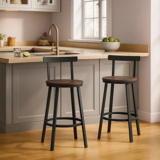 Tabourets de bar en bois avec dossier - Lot de 2 2