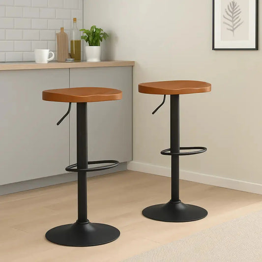 Tabourets de bar en bois pivotant marron 1