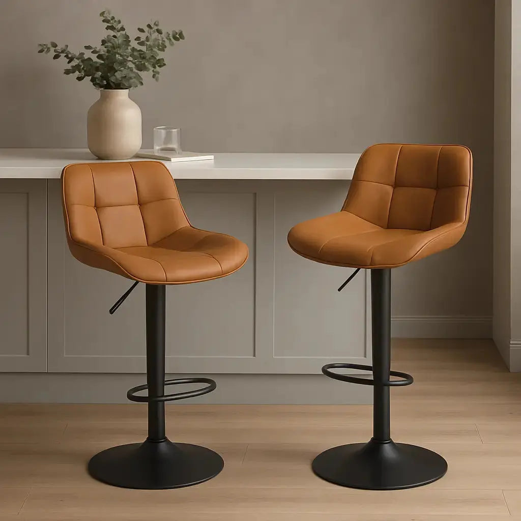 Tabourets de bar réglables vintage marron 1