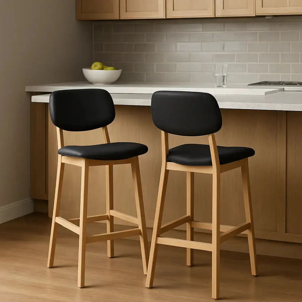 tabouret de bar haut en bois noir lot de 2