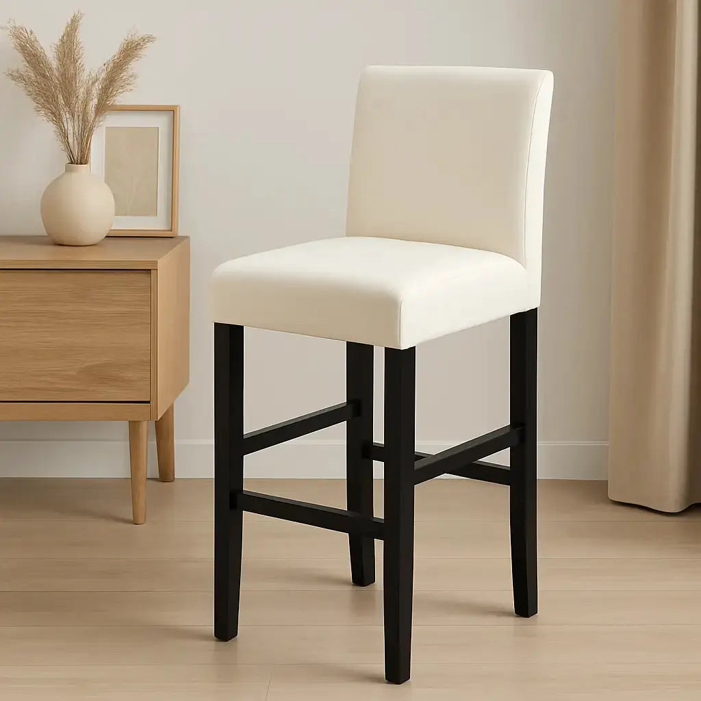 Housse de protection tabouret de bar avec dossier beige 2