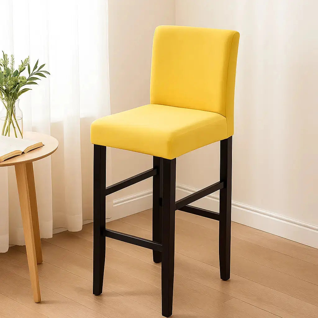 Housse de protection tabouret de bar avec dossier jaune 2