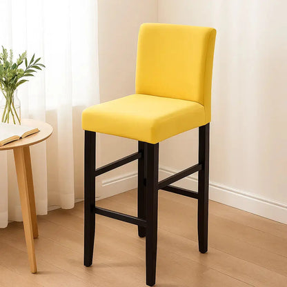 Housse de protection tabouret de bar avec dossier jaune 2