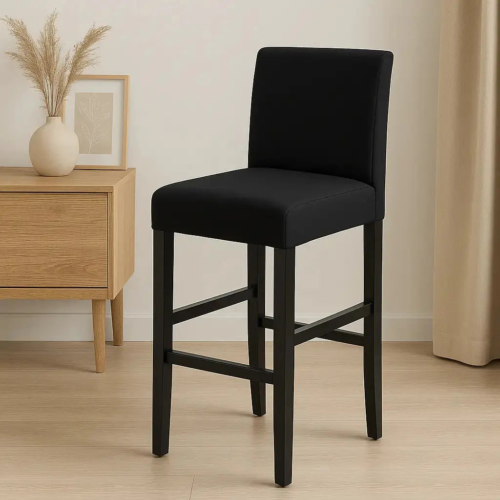 Housse de protection tabouret de bar avec dossier noir 2