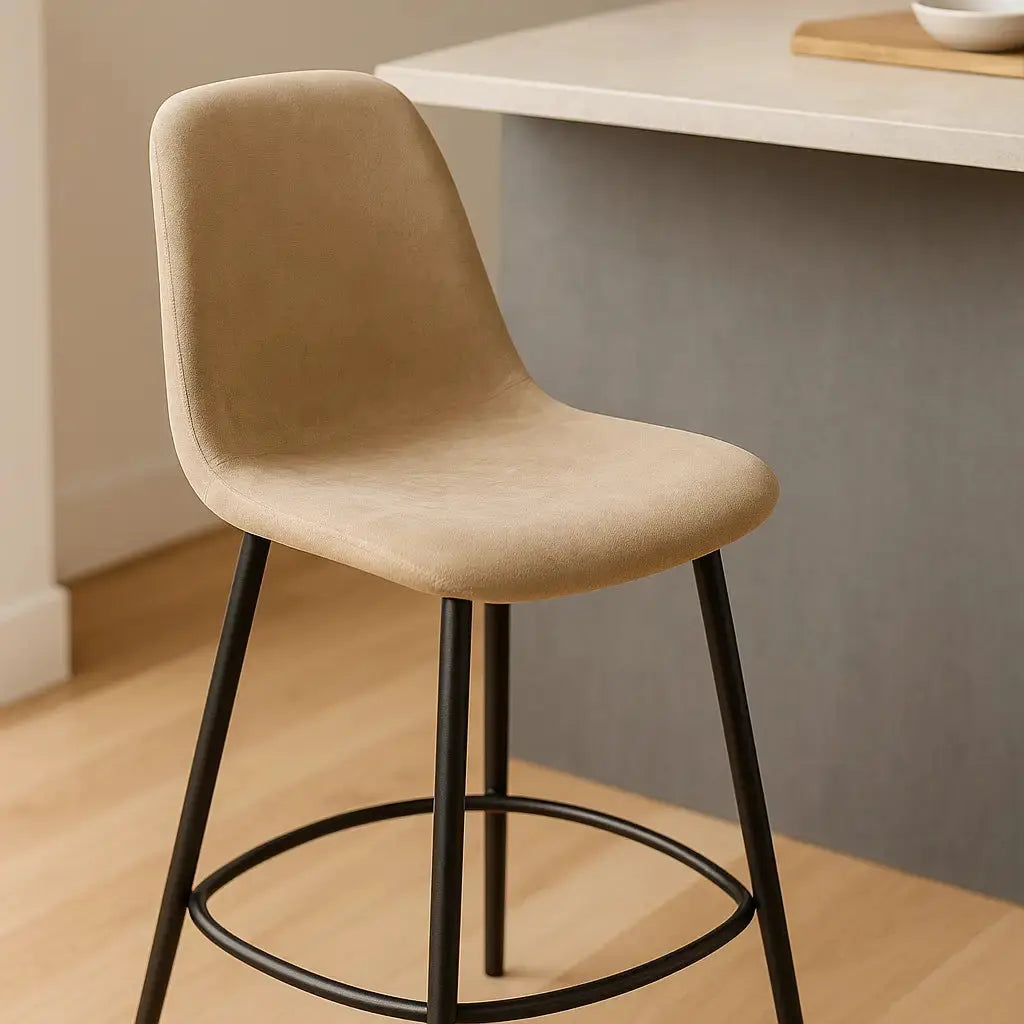 Housse de tabouret de bar avec dossier beige 2