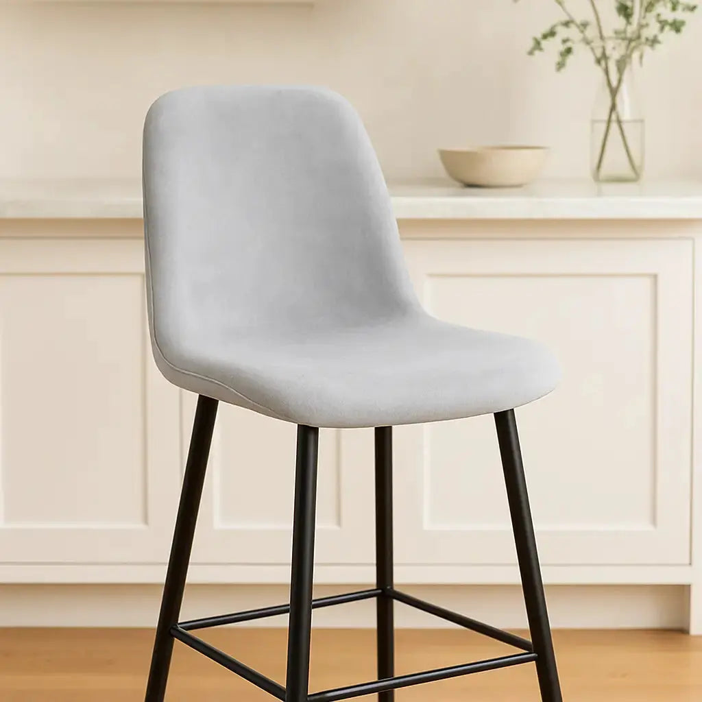 Housse de tabouret de bar avec dossier gris clair 2