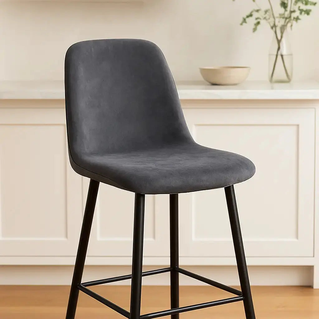 Housse de tabouret de bar avec dossier gris foncé 2