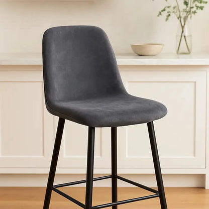 Housse de tabouret de bar avec dossier gris foncé 2