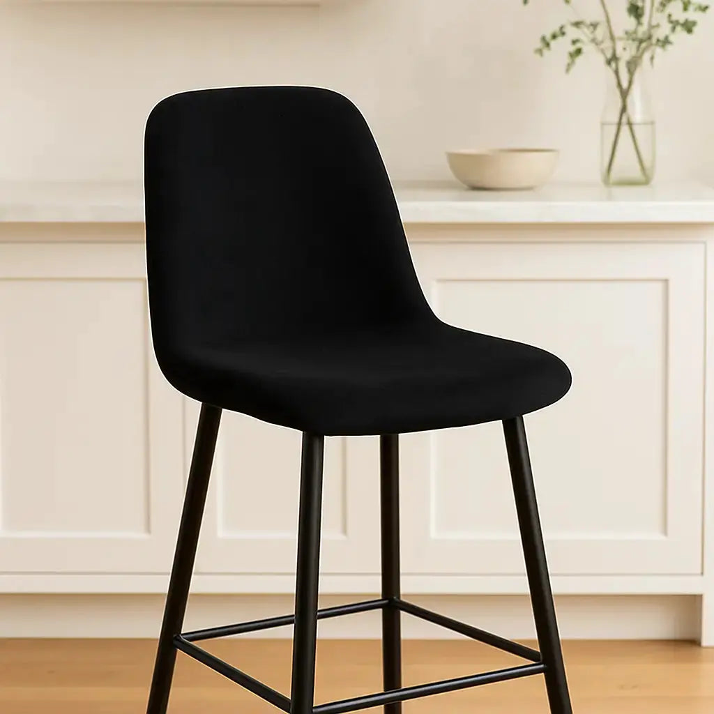 Housse de tabouret de bar avec dossier noir 2