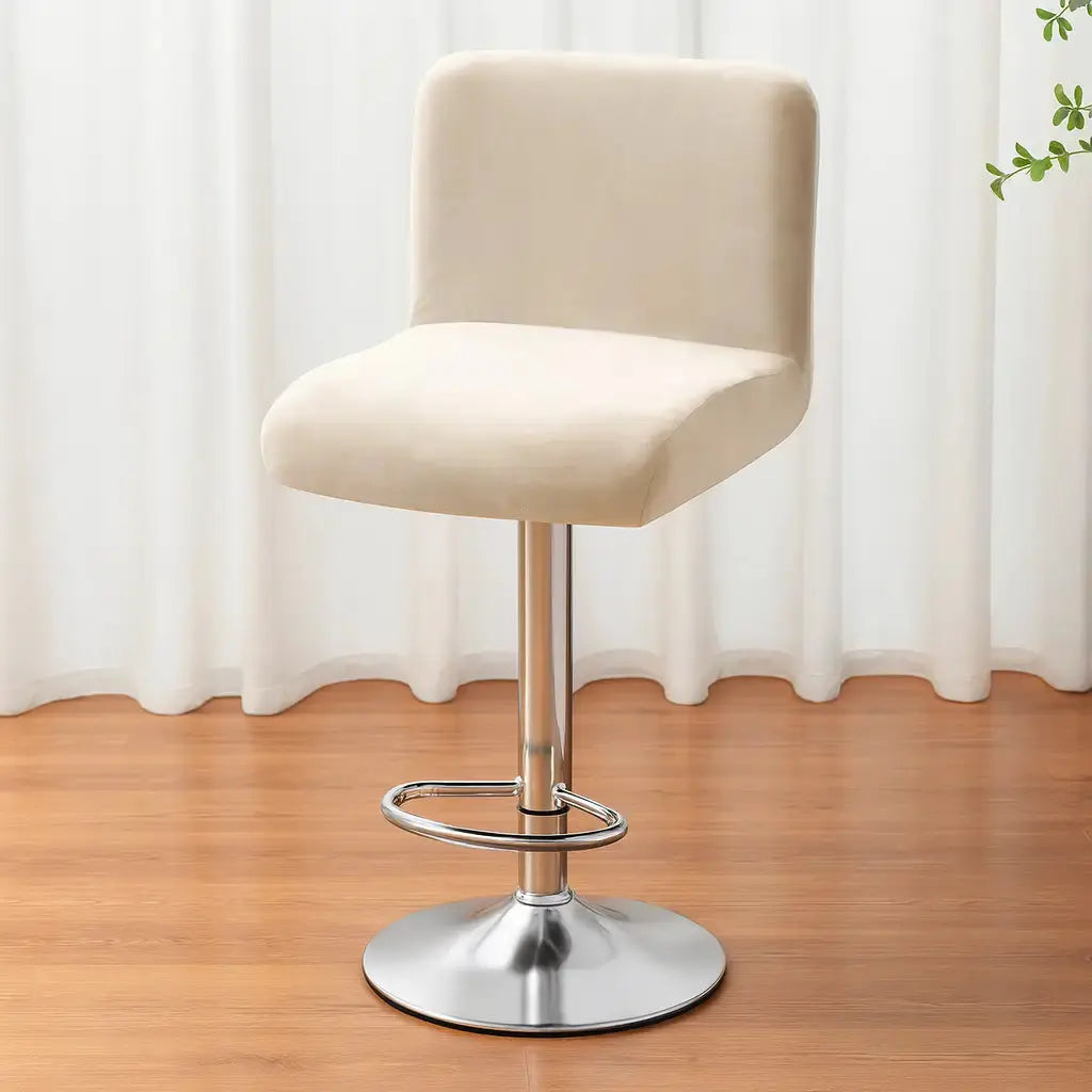 Housse extensible pour tabouret de bar beige 1