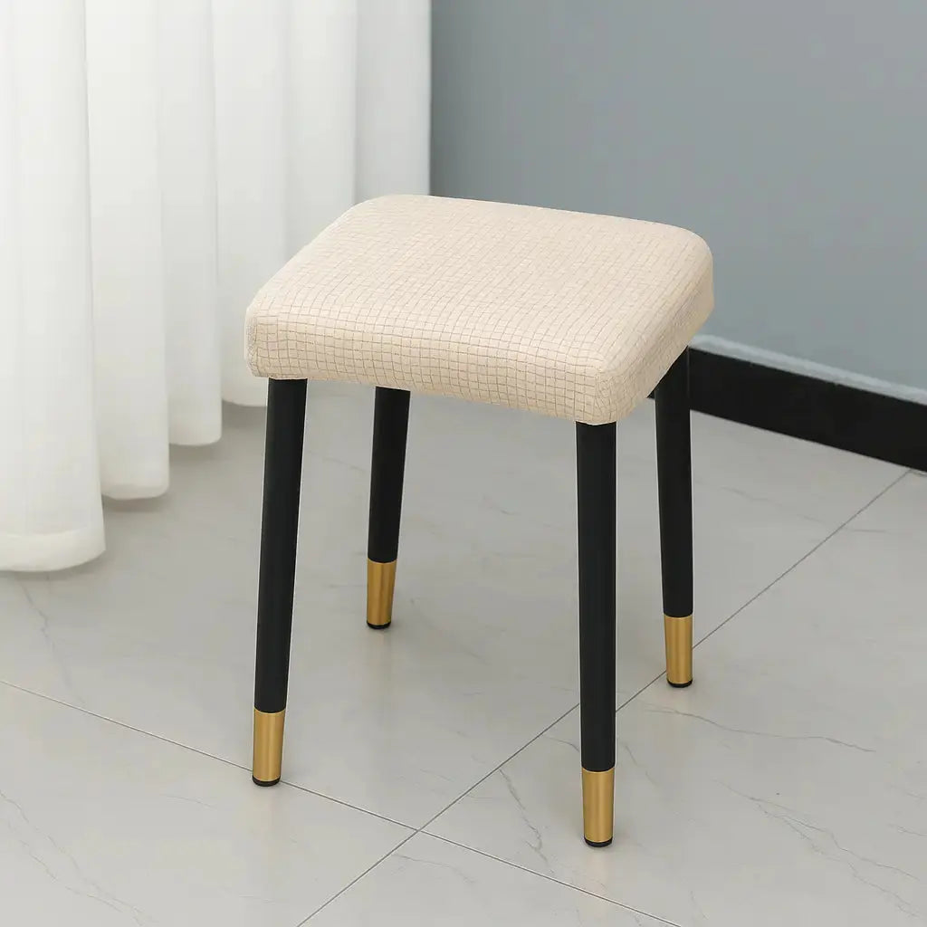 Housse pour tabouret de bar carré gris beige 1