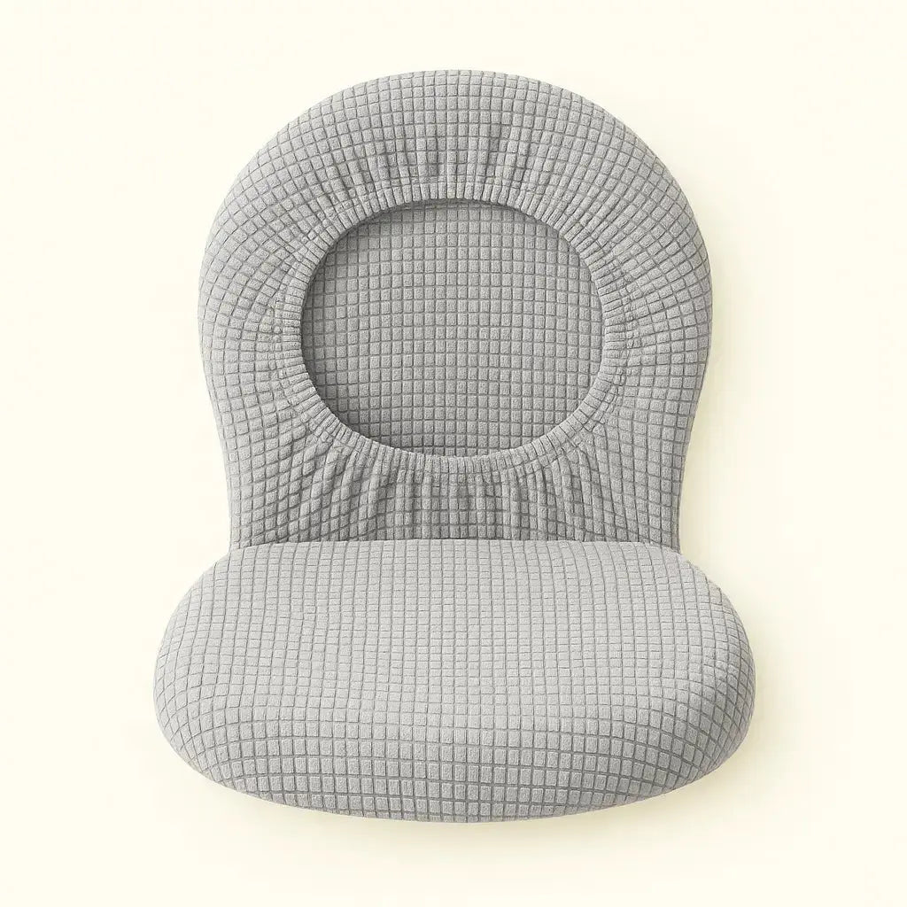 Housse pour tabouret de bar rond avec dossier gris clair