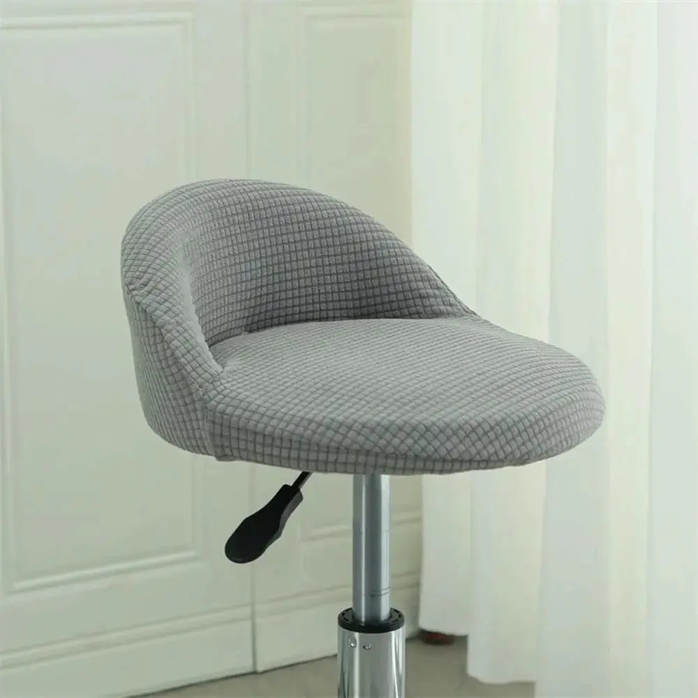 Housse pour tabouret de bar rond avec dossier gris clair 1