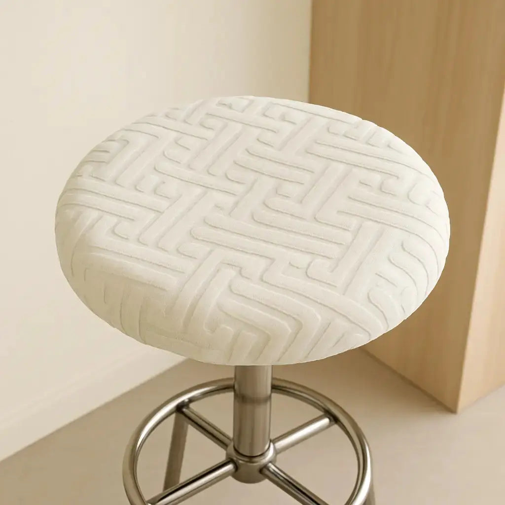 Housse pour tabouret de bar rond blanc 1