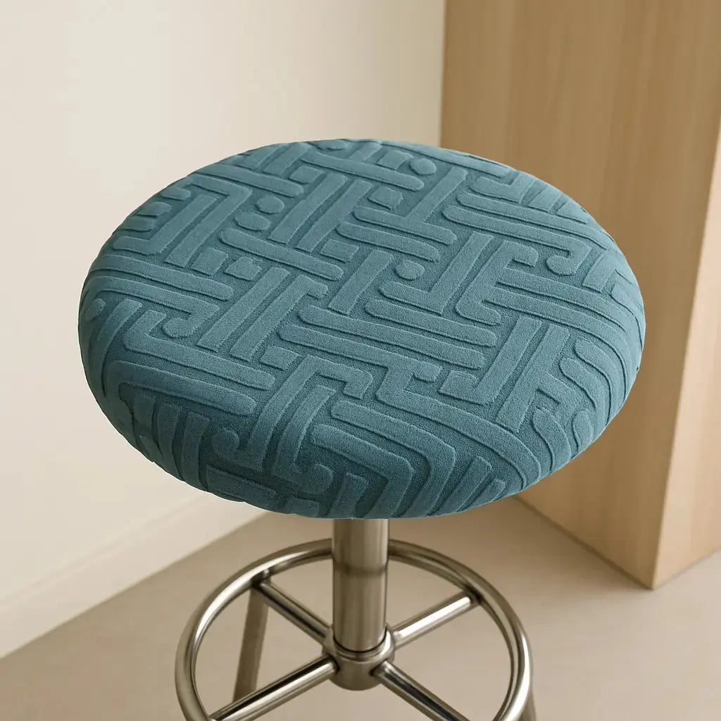 Housse pour tabouret de bar rond bleu 1