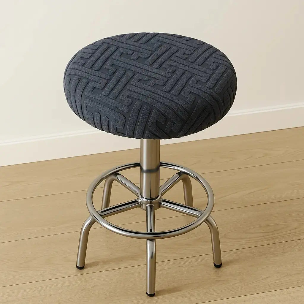 Housse pour tabouret de bar rond gris foncé 1