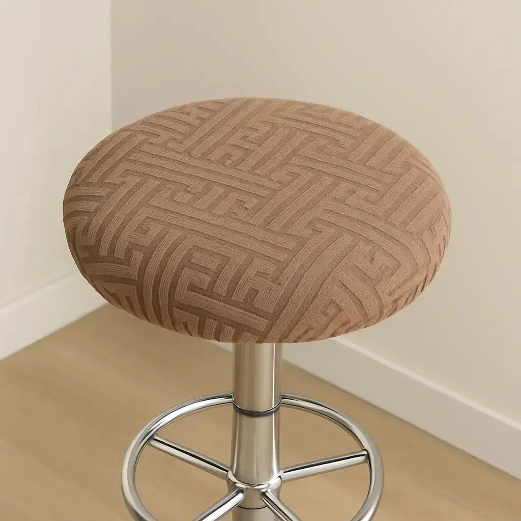 Housse pour tabouret de bar rond marron 1