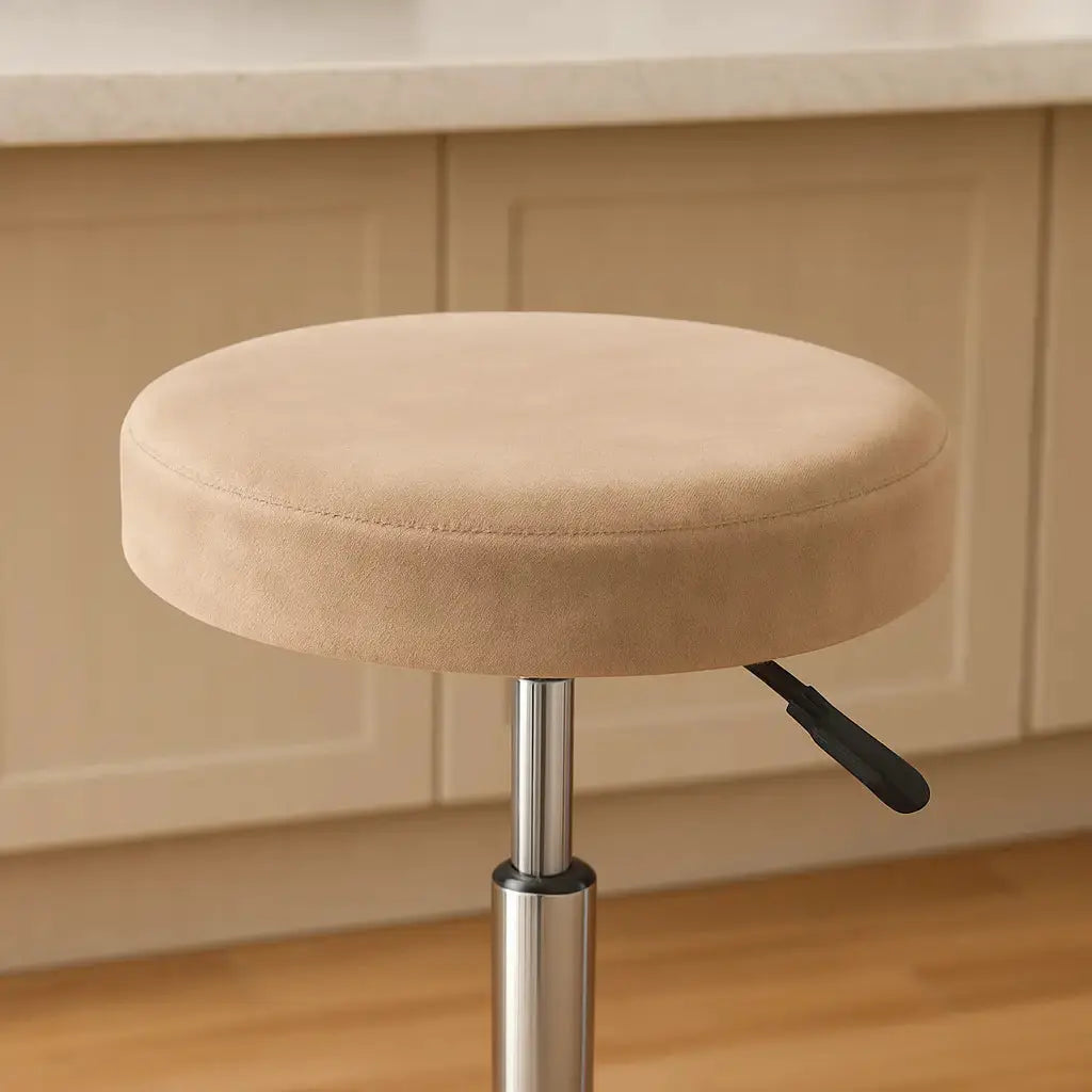 Housse ronde pour tabouret de bar beige 2