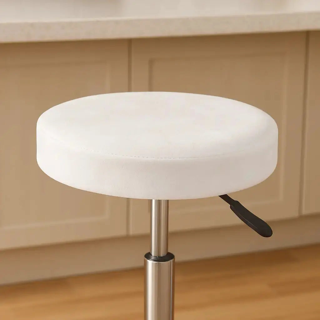 Housse ronde pour tabouret de bar blanc 2