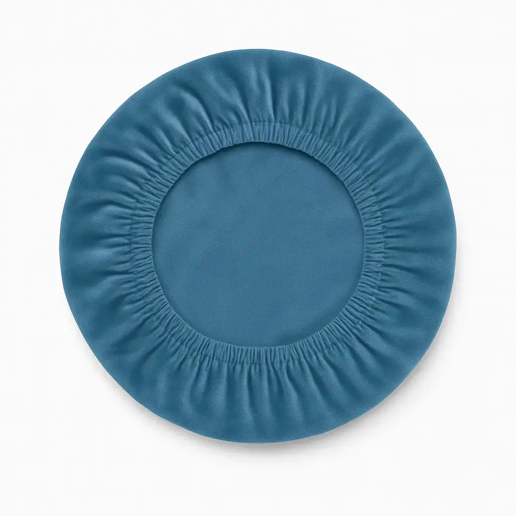 Housse ronde pour tabouret de bar bleu