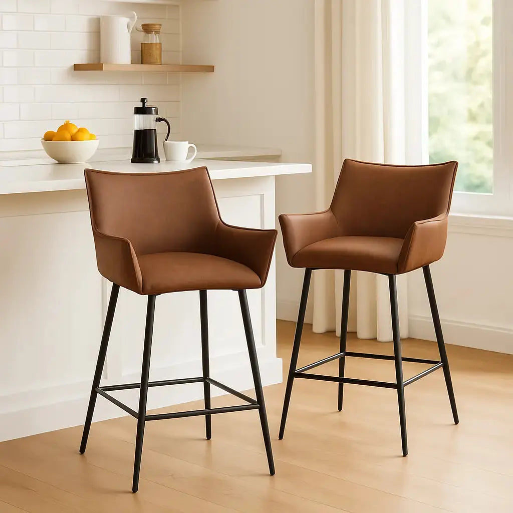 Tabouret de bar industriel 63 cm – Lot de 2 marron 1