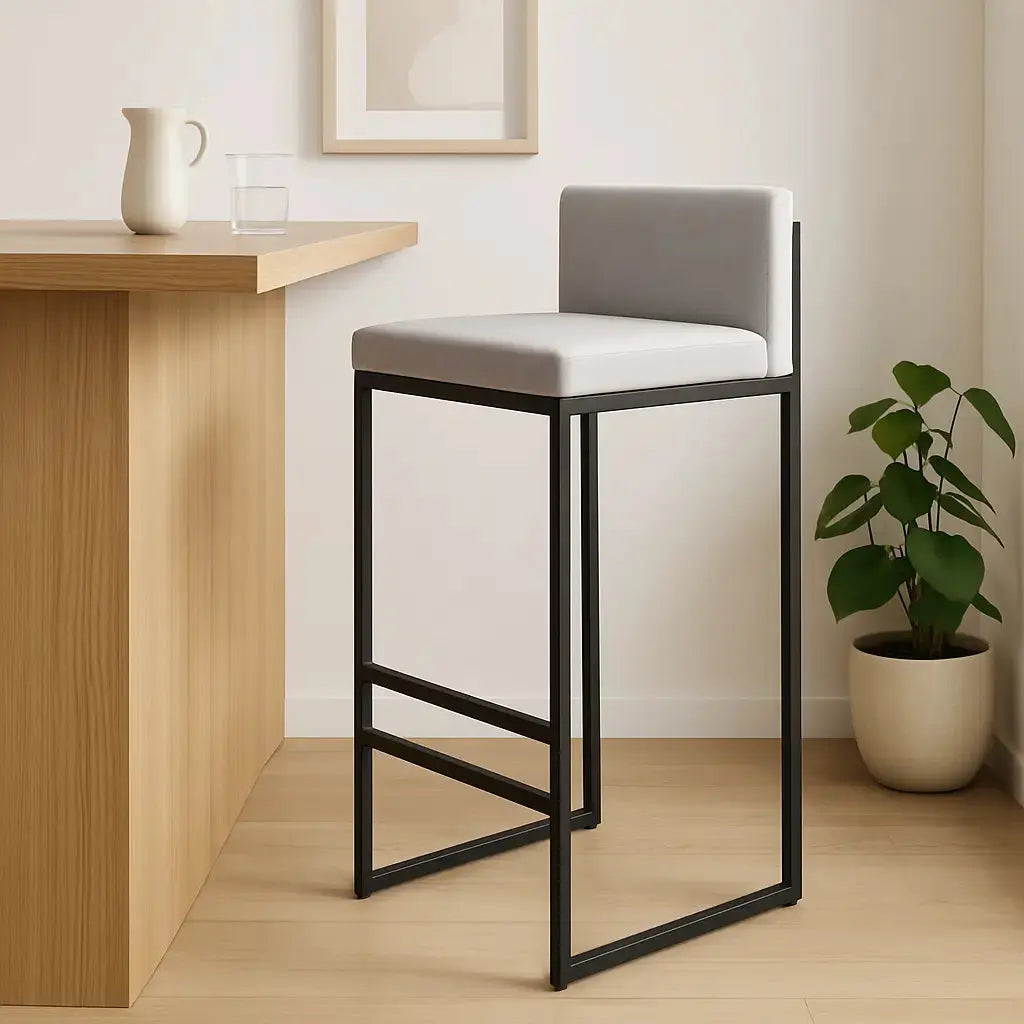 Tabouret de bar industriel métal blanc 1