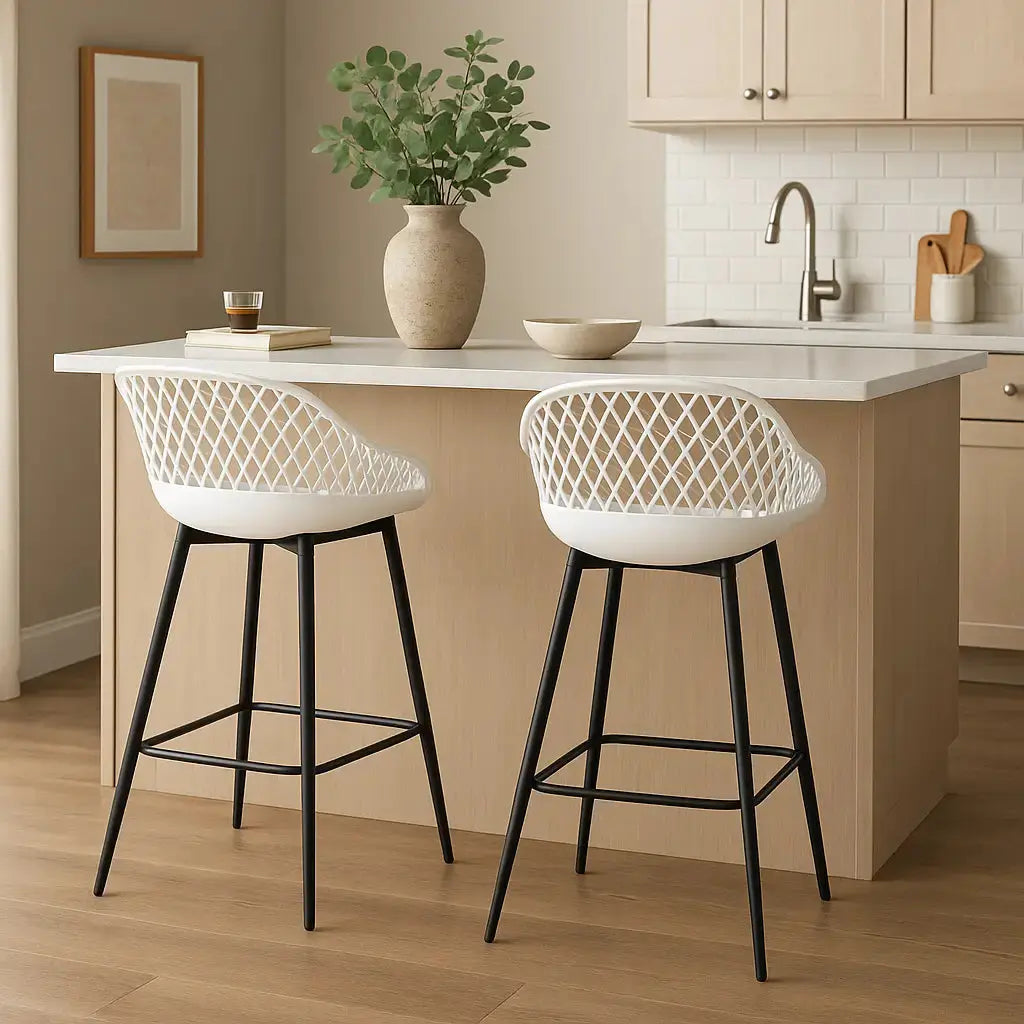 Tabourets de bar design à 4 pieds blanc 1