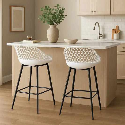 Tabourets de bar design à 4 pieds blanc 1