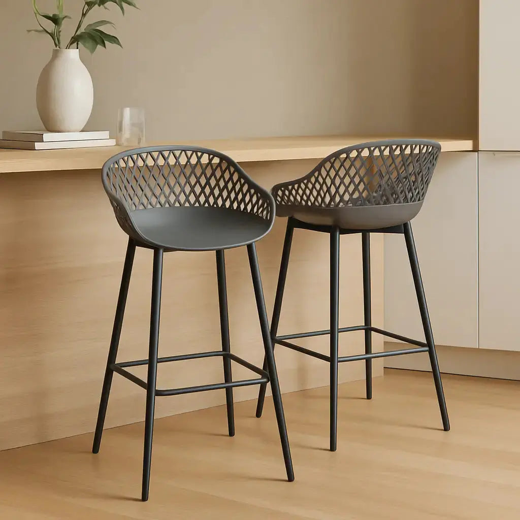 Tabourets de bar design à 4 pieds gris foncé 1
