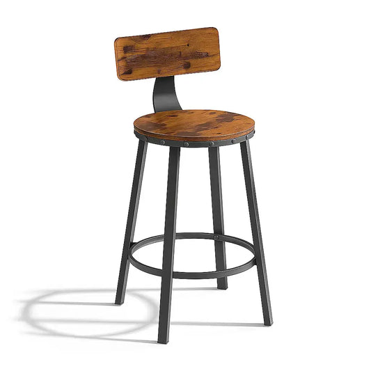 Tabourets de bar en bois et fer forgé 1