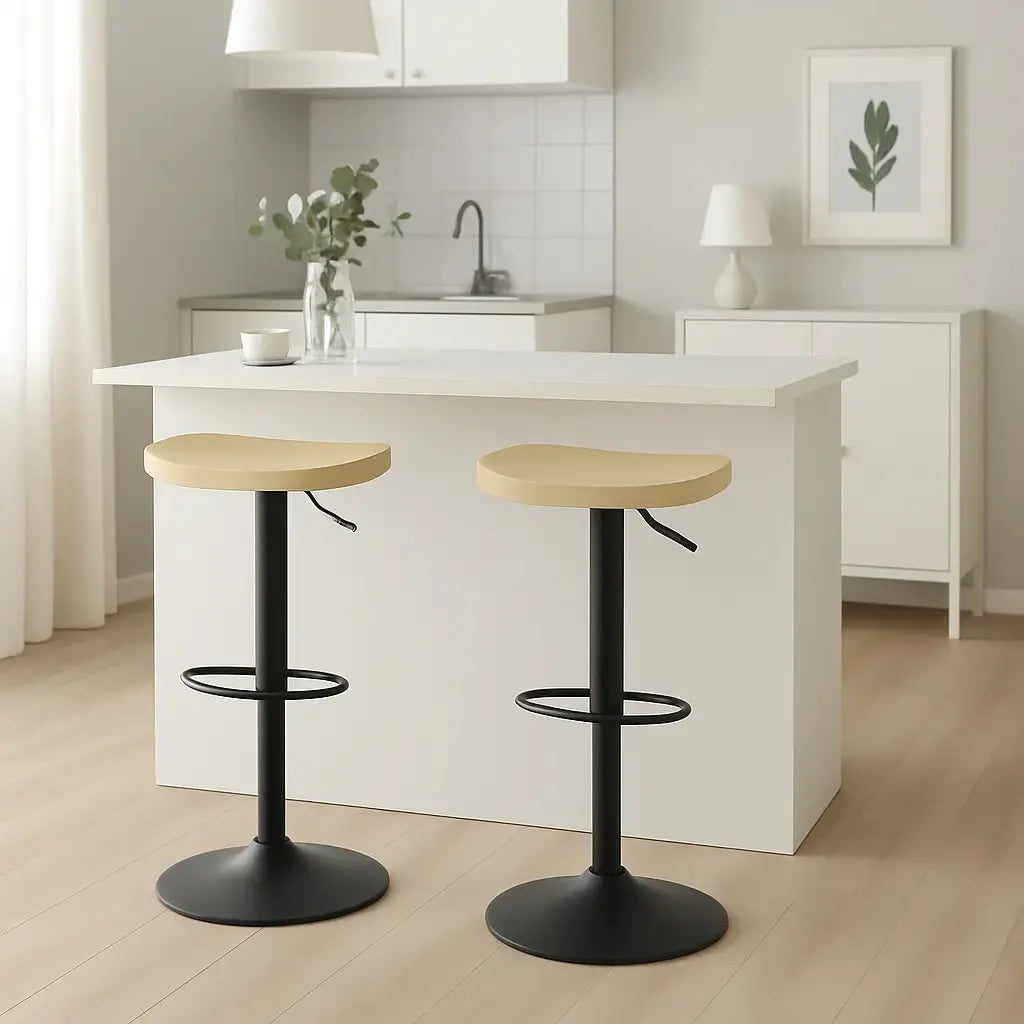 Tabourets de bar en bois pivotant Clair 1