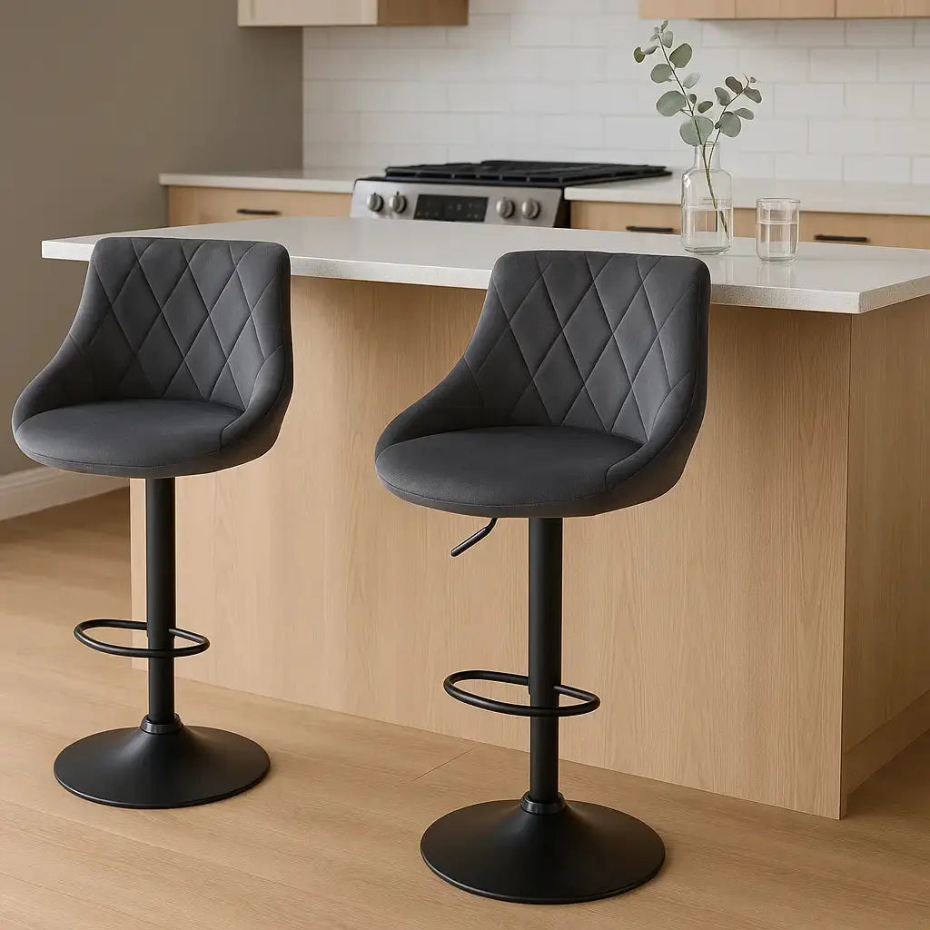 Tabourets de bar en velours design gris foncé 1
