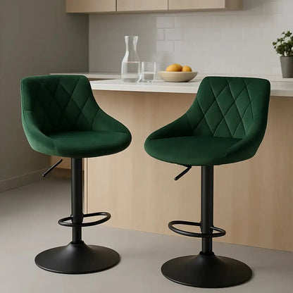 Tabourets de bar en velours design vert foncé 1