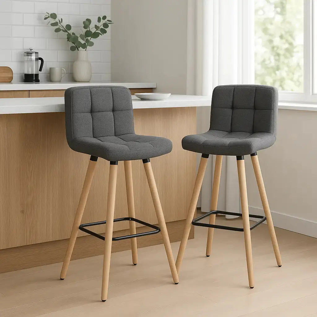 Tabourets de bar gris foncé en bois