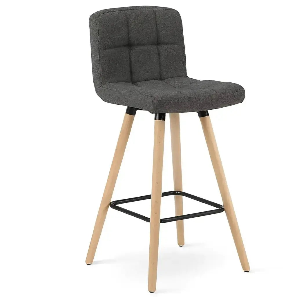 Tabourets de bar gris foncé en bois 1