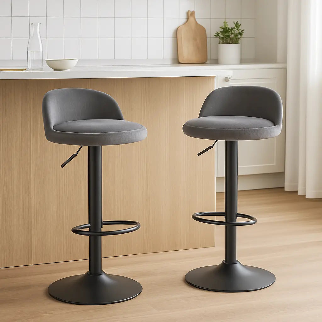 Tabourets de bar industriel réglable gris 1