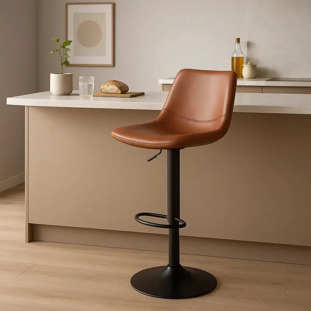 Tabourets de bar pivotant en cuir Marron 1