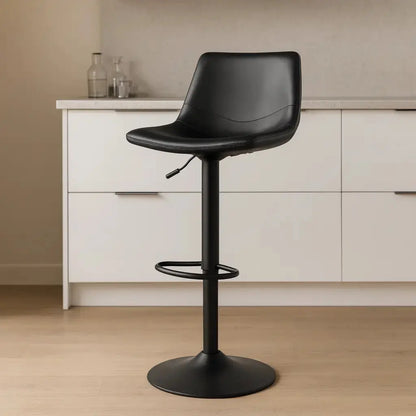Tabourets de bar pivotant en cuir noir 1
