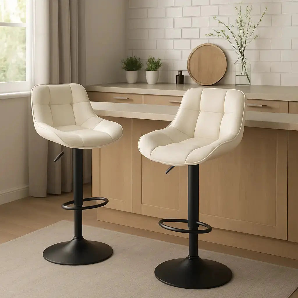 Tabourets de bar réglables vintage beige 1