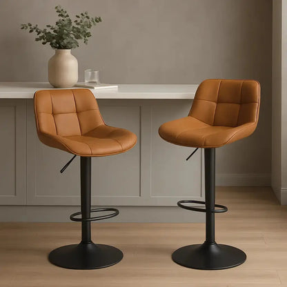 Tabourets de bar réglables vintage marron 1