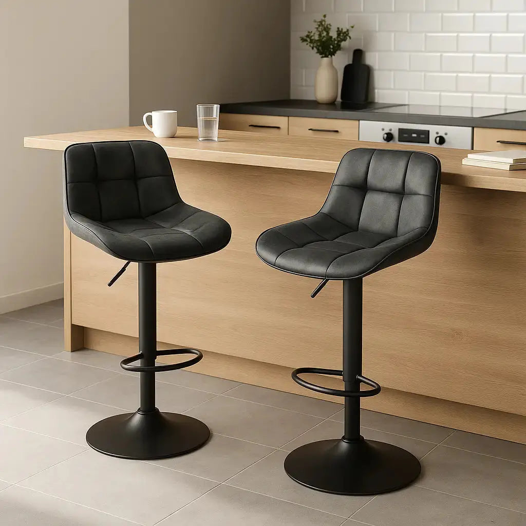 Tabourets de bar réglables vintage noir 1