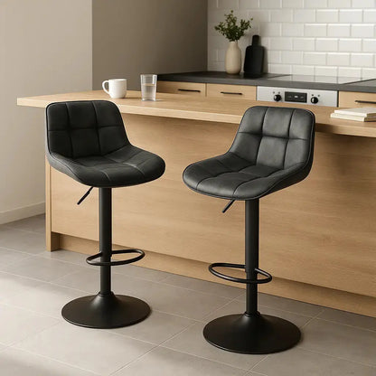 Tabourets de bar réglables vintage noir 1