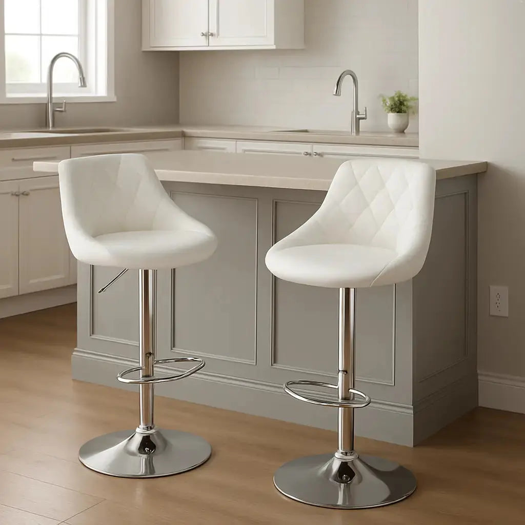 chaise-de-bar-en-cuir-blanc-design