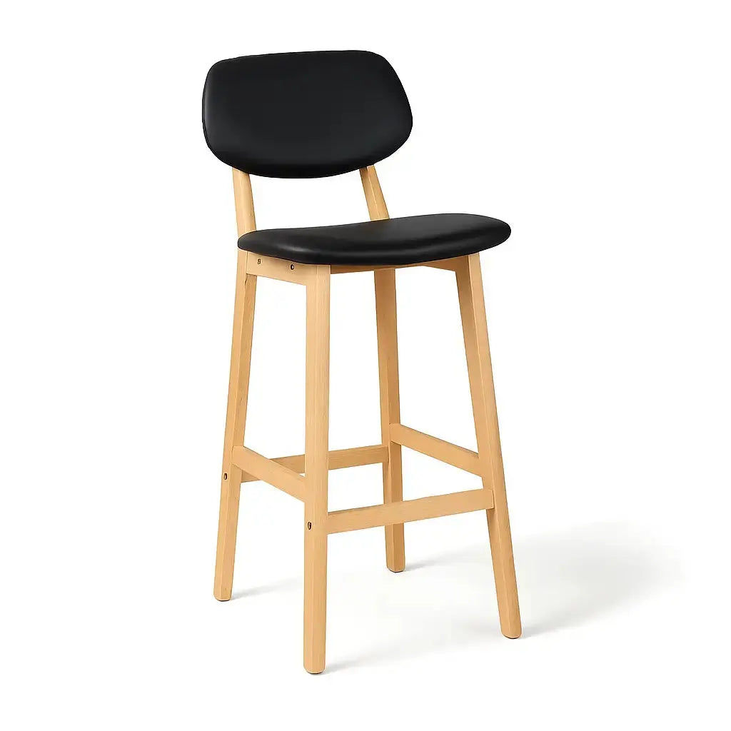 chaise de bar haut en bois noir lot de 2 