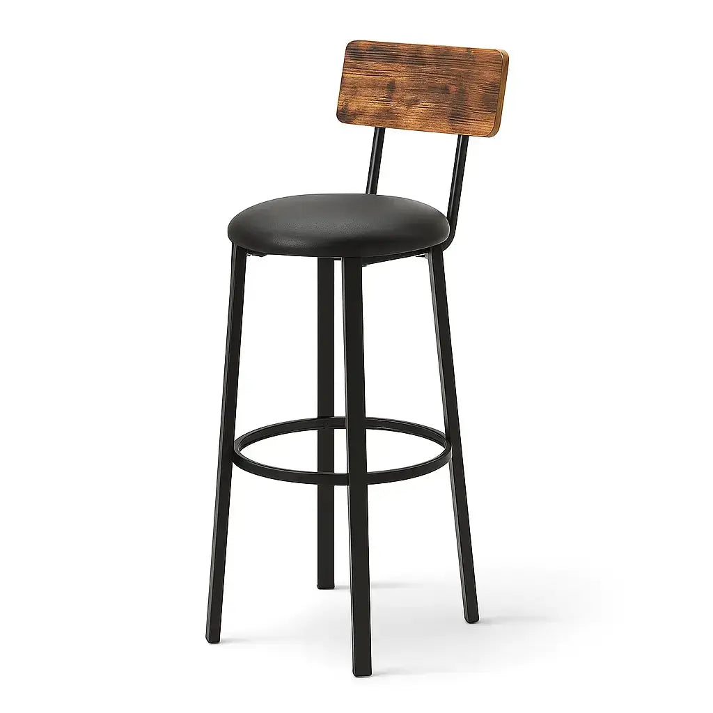 Tabourets de bar en bois et cuir - Lot de 2 La Haute Chaise